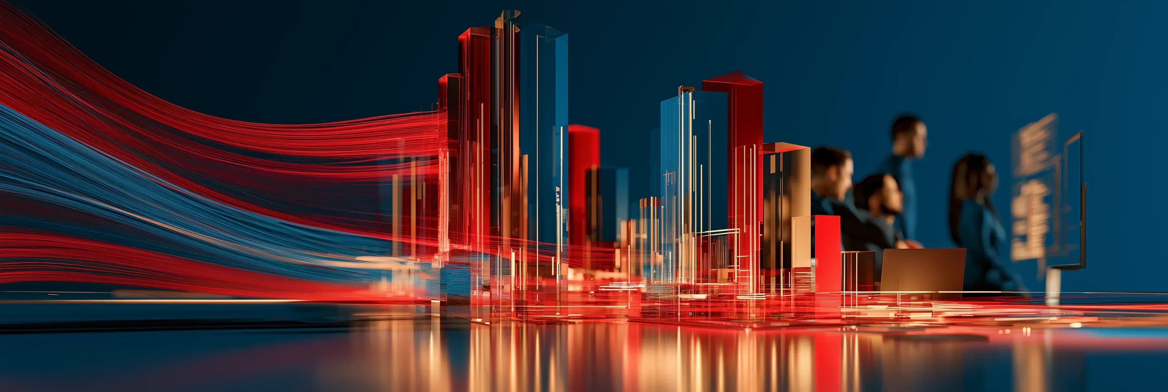 modern city with people