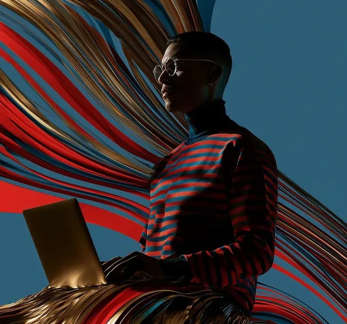 digital man with a laptop